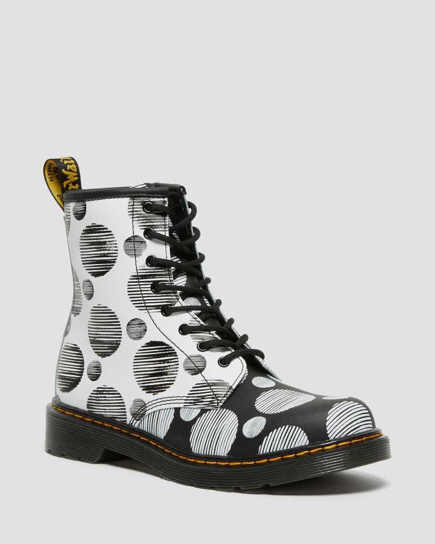 sorte dr martens 1460 polka dot børnestøvler med snøre