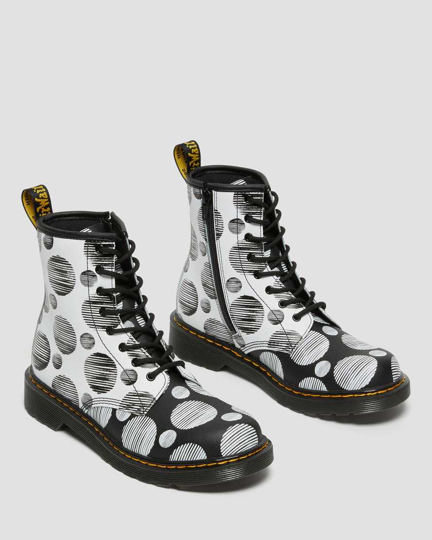 sorte dr martens 1460 polka dot børnestøvler med snøre
