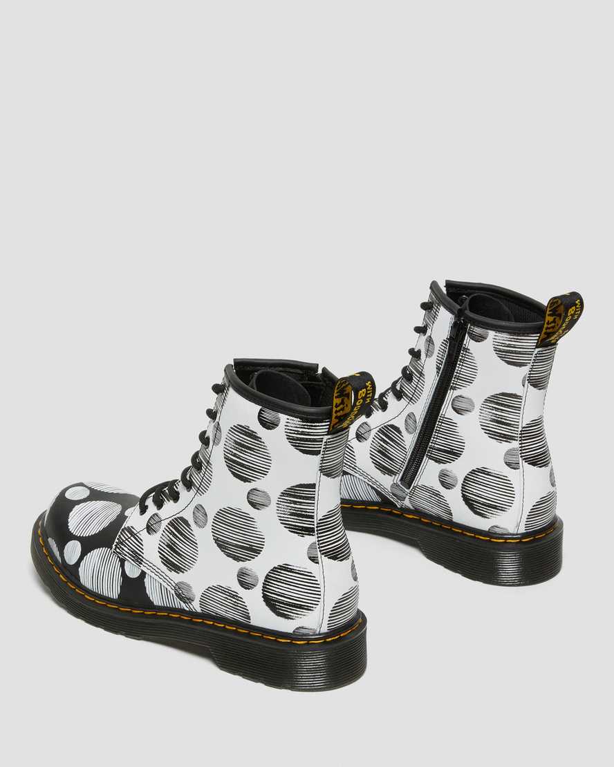 sorte dr martens 1460 polka dot børnestøvler med snøre