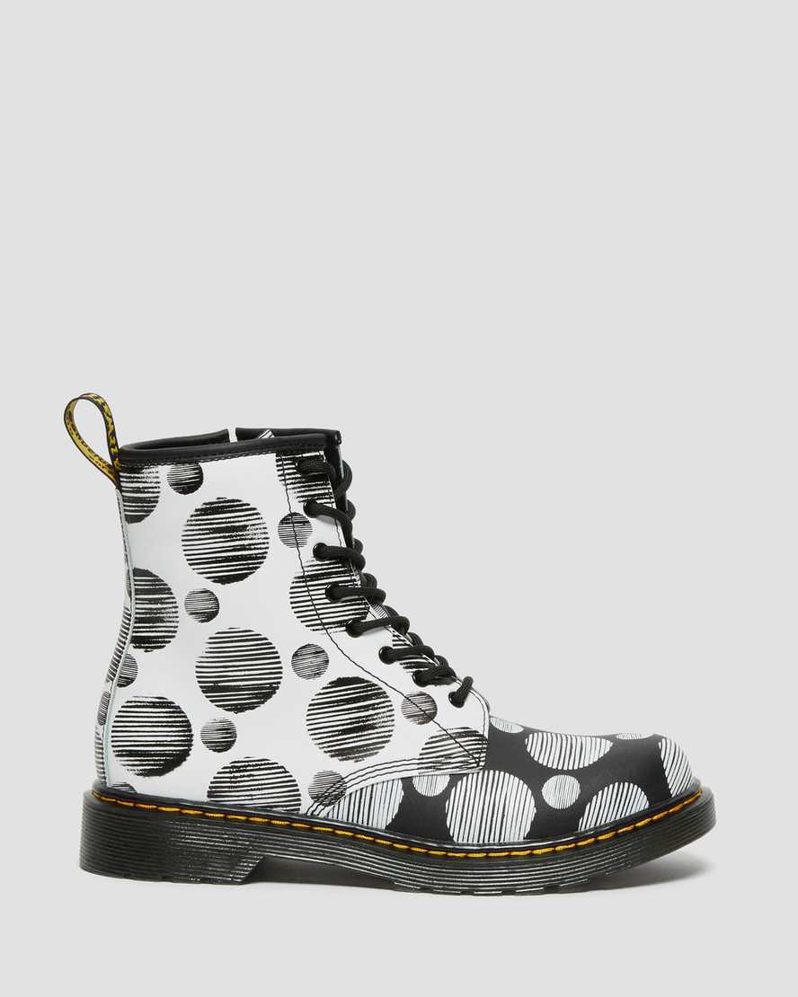 sorte dr martens 1460 polka dot børnestøvler med snøre