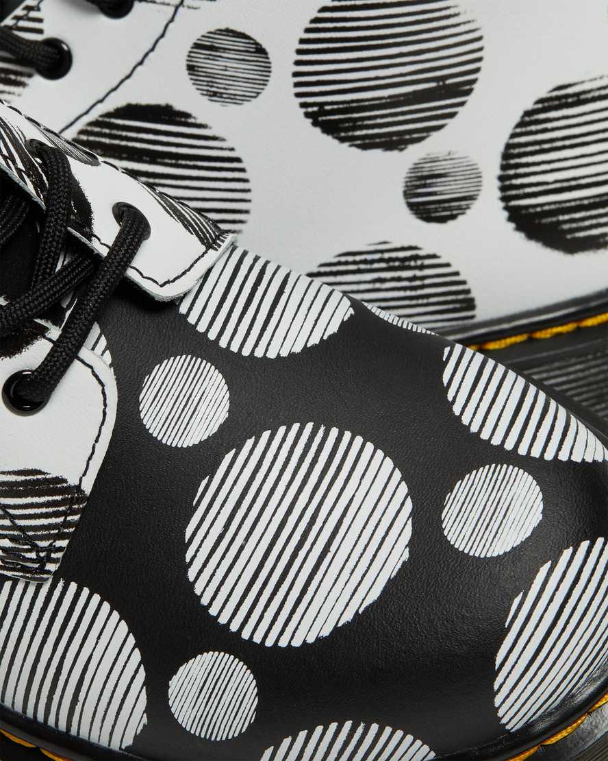 sorte dr martens 1460 polka dot børnestøvler med snøre