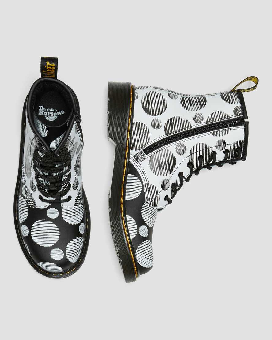 sorte dr martens 1460 polka dot børnestøvler med snøre