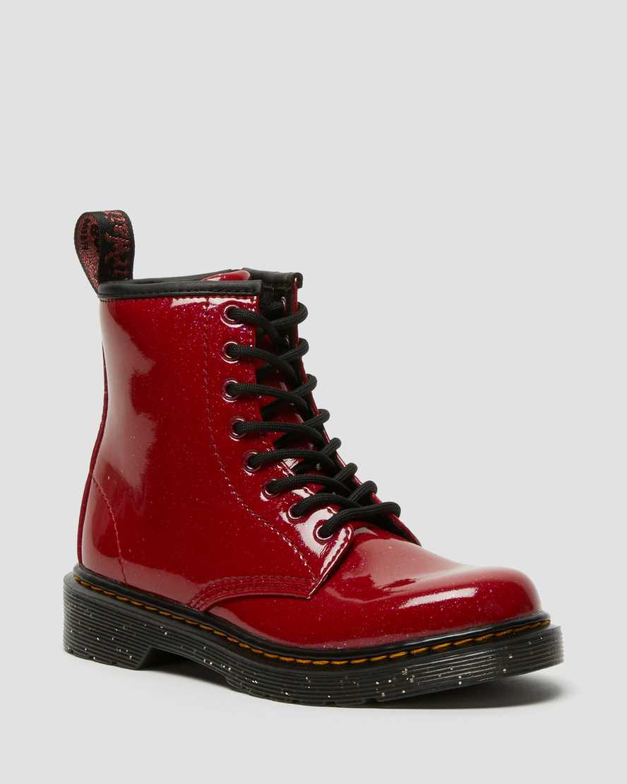 røde dr martens 1460 glitter børnestøvler med snøre