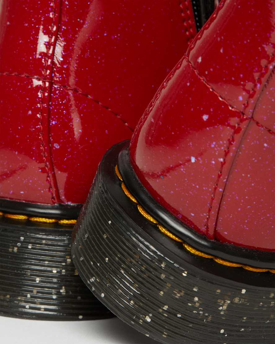 røde dr martens 1460 glitter børnestøvler med snøre