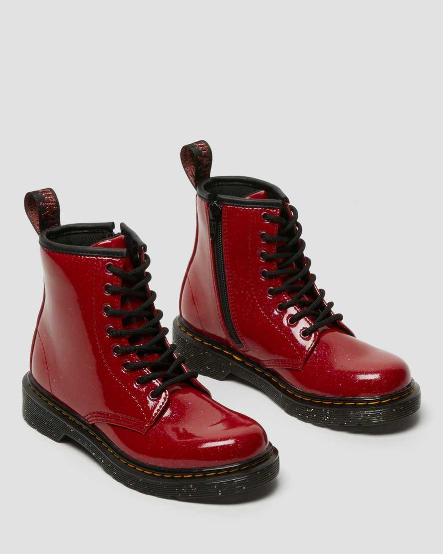 røde dr martens 1460 glitter børnestøvler med snøre