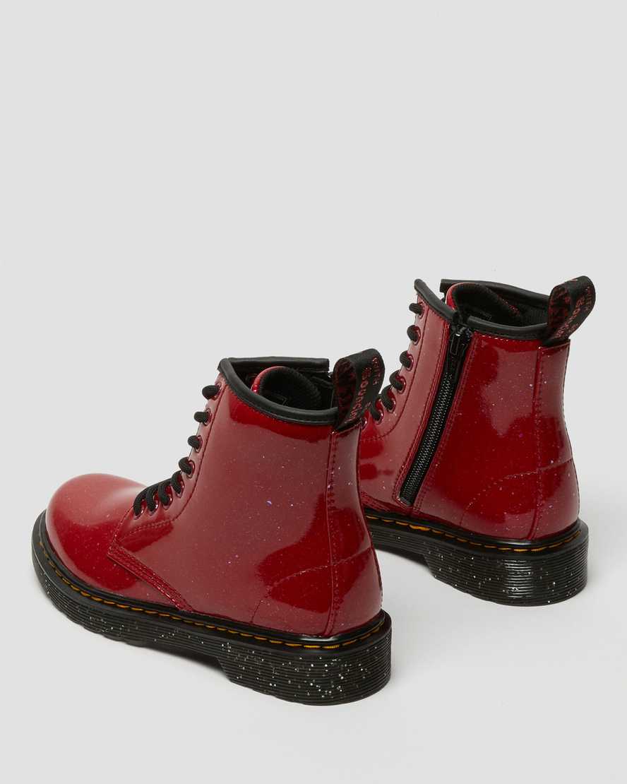 røde dr martens 1460 glitter børnestøvler med snøre