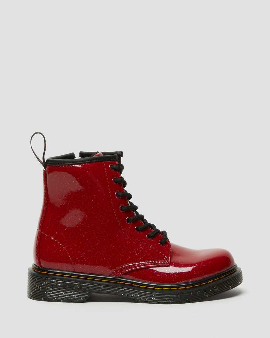 røde dr martens 1460 glitter børnestøvler med snøre