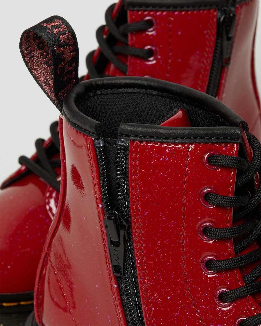 røde dr martens 1460 glitter børnestøvler med snøre