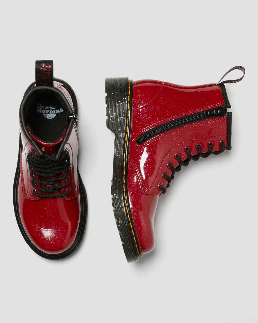 røde dr martens 1460 glitter børnestøvler med snøre