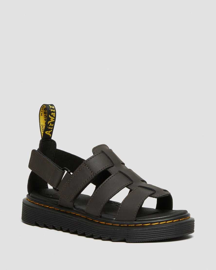 mørkebrune dr martens terry strap børnesandaler