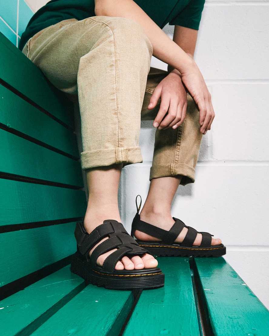mørkebrune dr martens terry strap børnesandaler