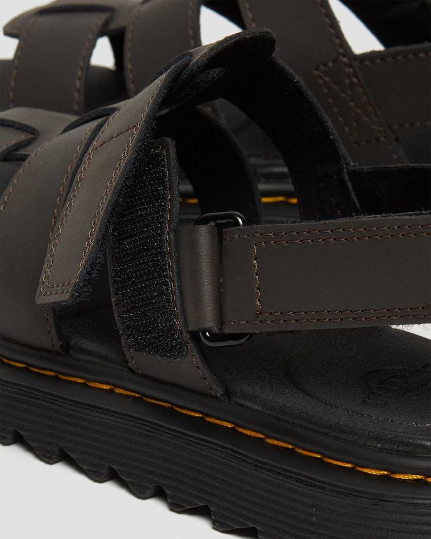 mørkebrune dr martens terry strap børnesandaler