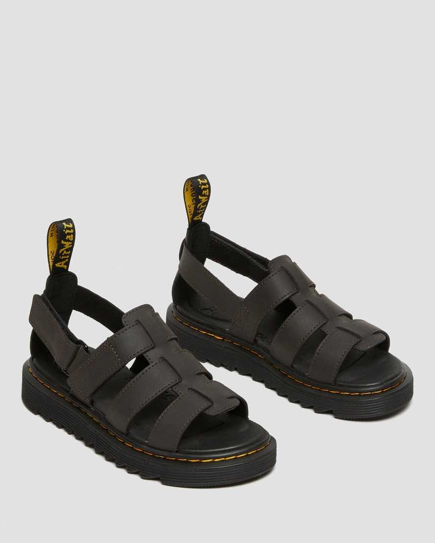 mørkebrune dr martens terry strap børnesandaler