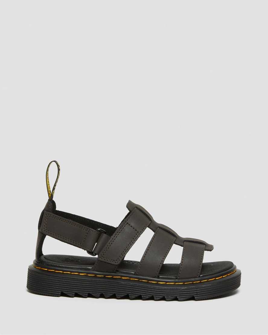 mørkebrune dr martens terry strap børnesandaler