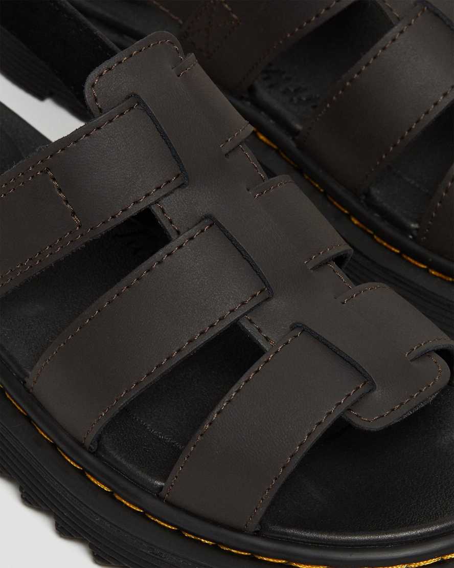 mørkebrune dr martens terry strap børnesandaler