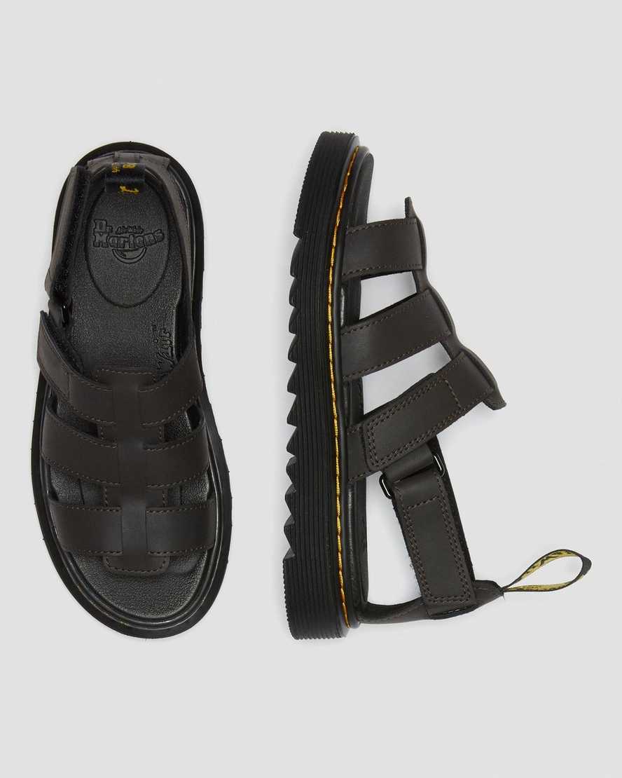 mørkebrune dr martens terry strap børnesandaler