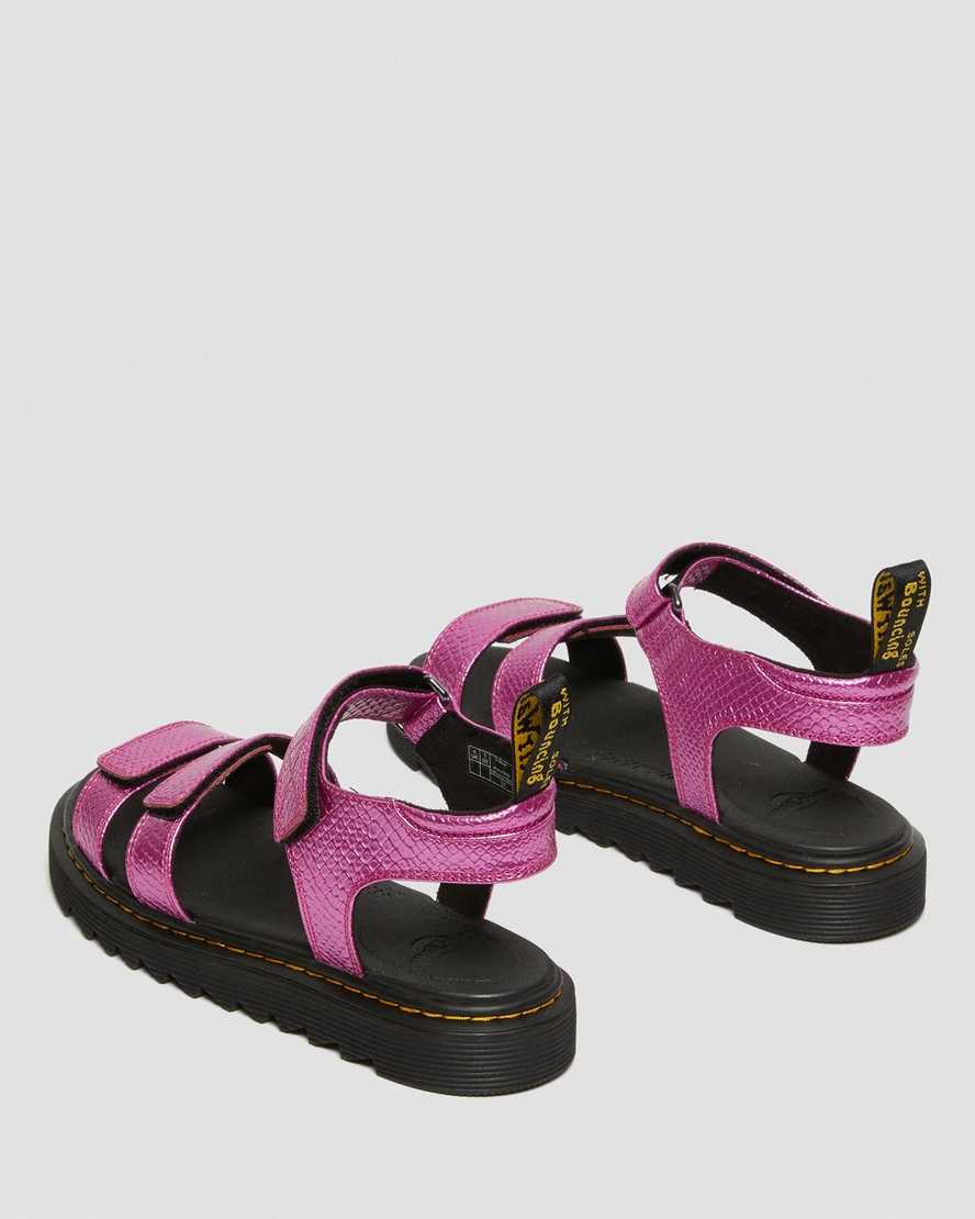 dr. martens klaire reptile emboss strap børnesandaler i lyserød