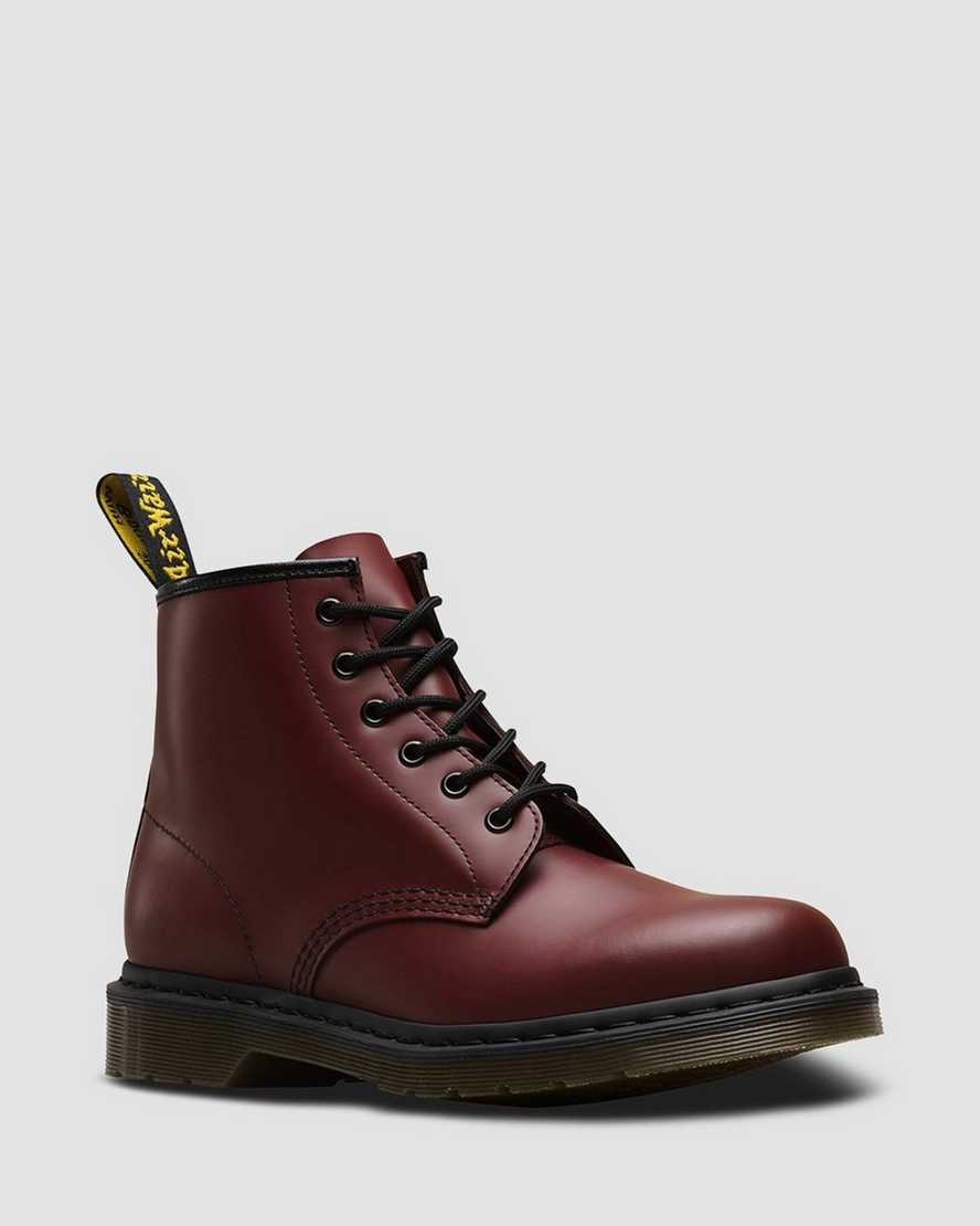 røde dr martens 101 smooth herre ankelstøvler