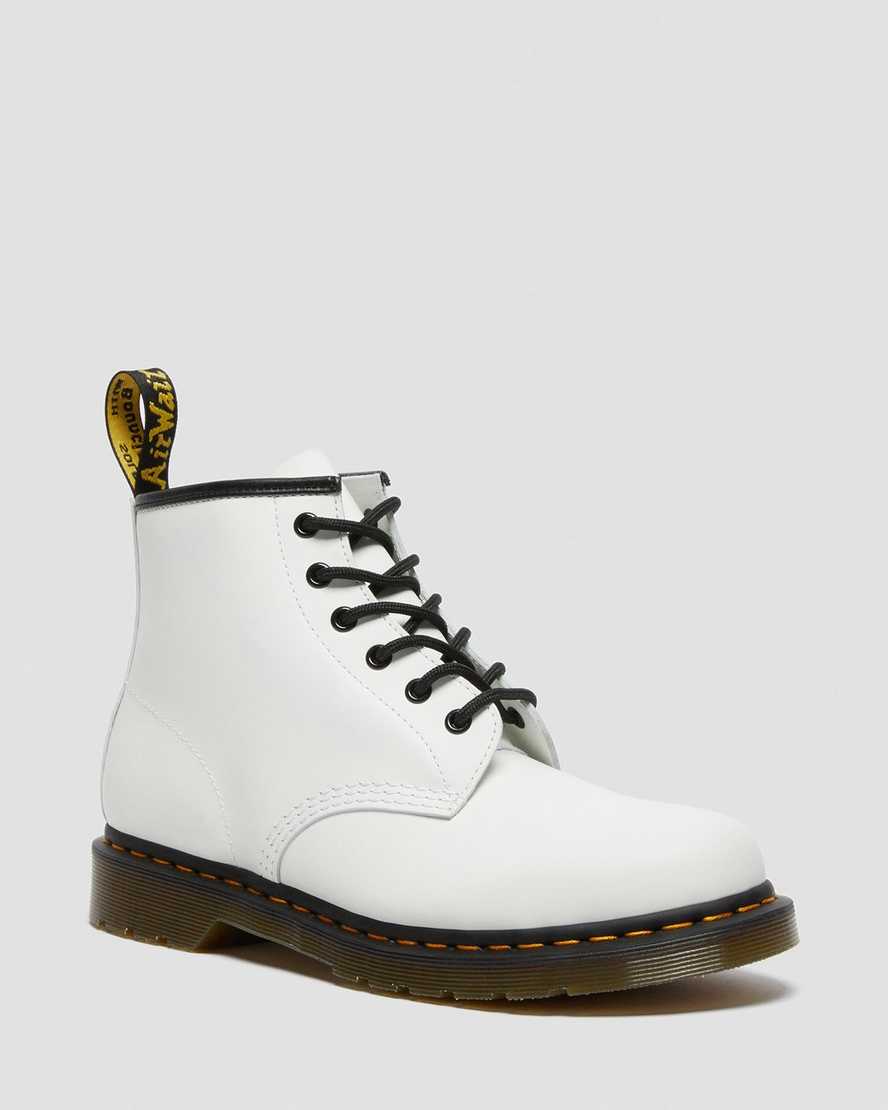hvide dr martens 101 yellow stitch smooth herre ankelstøvler