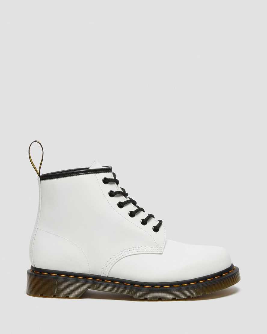 hvide dr martens 101 yellow stitch smooth herre ankelstøvler