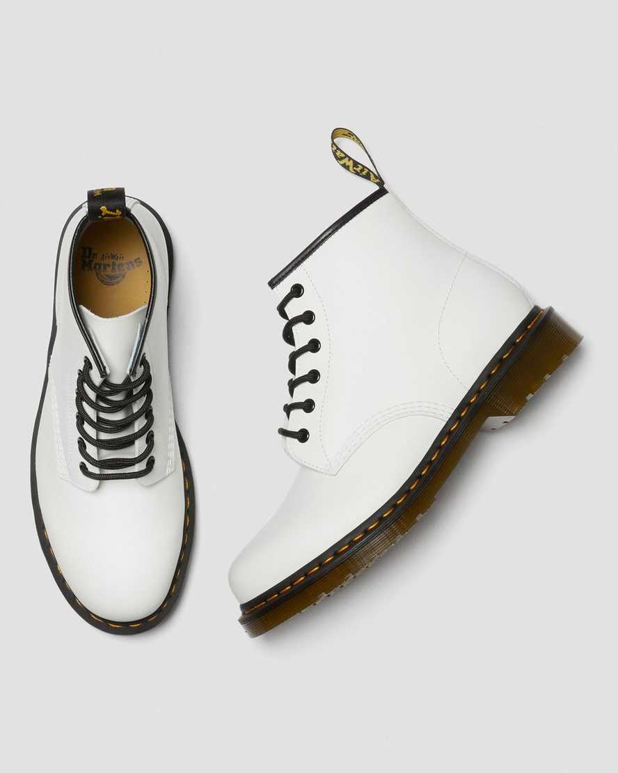 hvide dr martens 101 yellow stitch smooth herre ankelstøvler