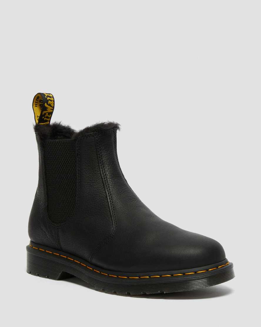 sorte dr martens 2976 herre chelsea støvler med faux fur foer