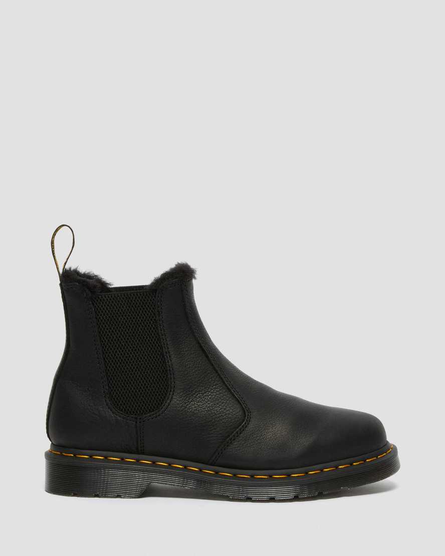 sorte dr martens 2976 herre chelsea støvler med faux fur foer