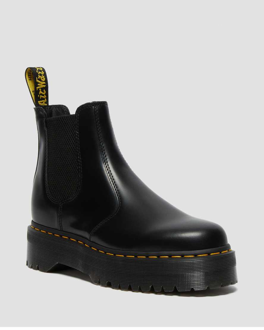 sorte dr martens 2976 polished smooth platform herre chelsea støvler