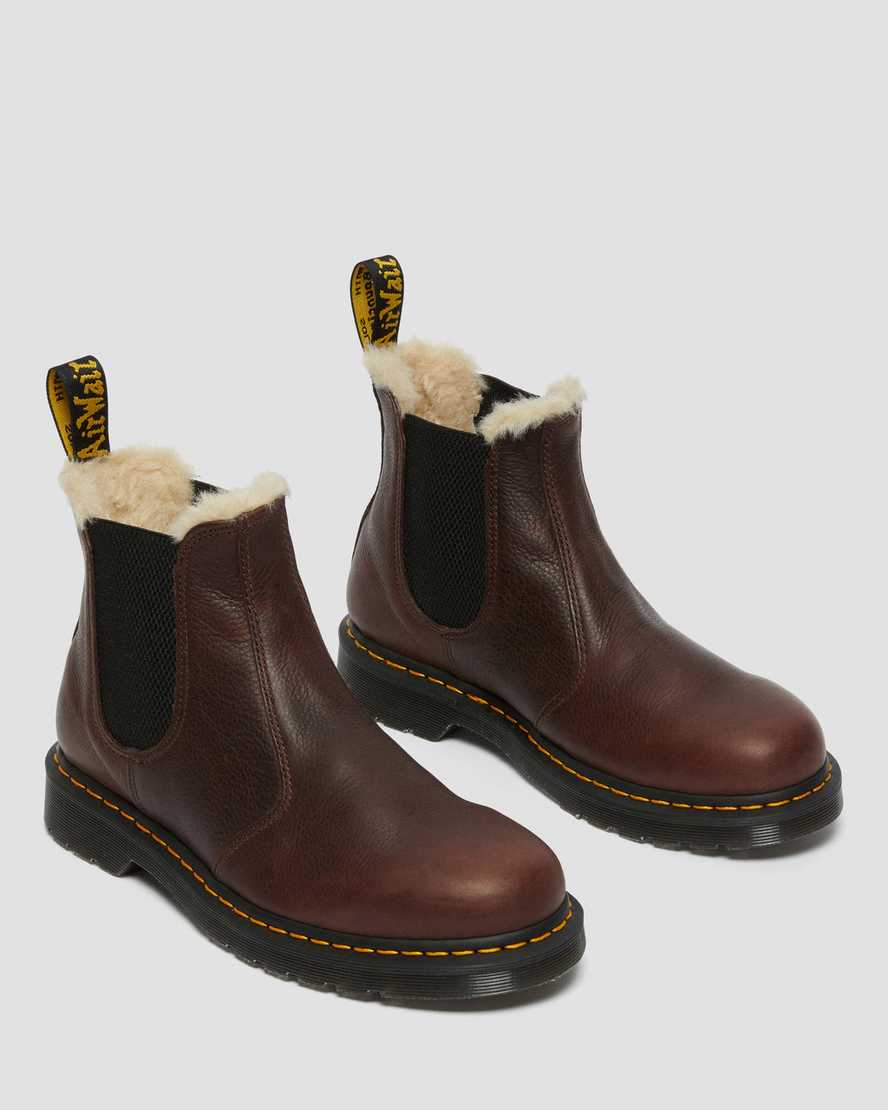 brune dr martens 2976 herre chelsea støvler med faux fur-for