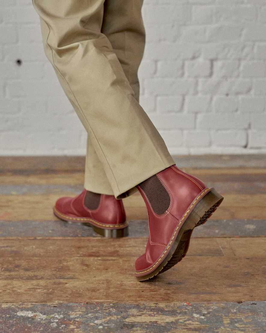 røde dr martens 2976 vintage made in england herre chelsea støvler