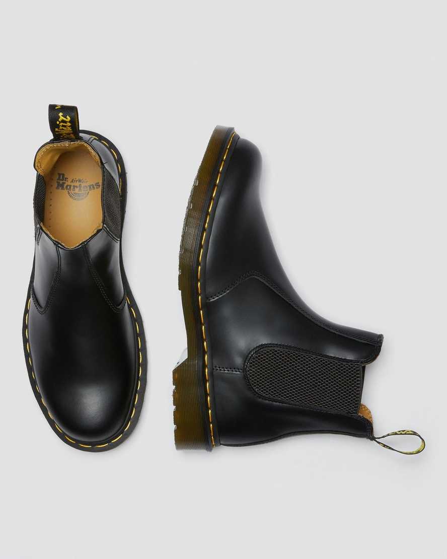 sorte dr martens 2976 yellow stitch smooth herre chelsea støvler