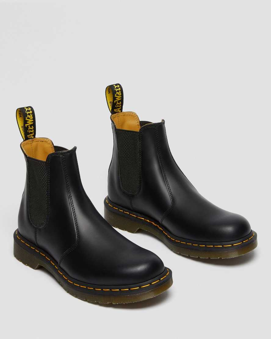 sorte dr martens 2976 yellow stitch smooth herre chelsea støvler