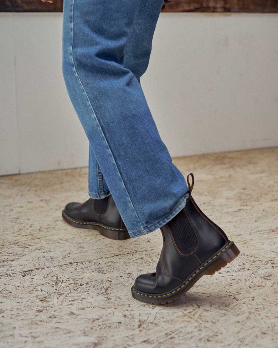 sorte dr martens 2976 vintage made in england herre chelsea støvler
