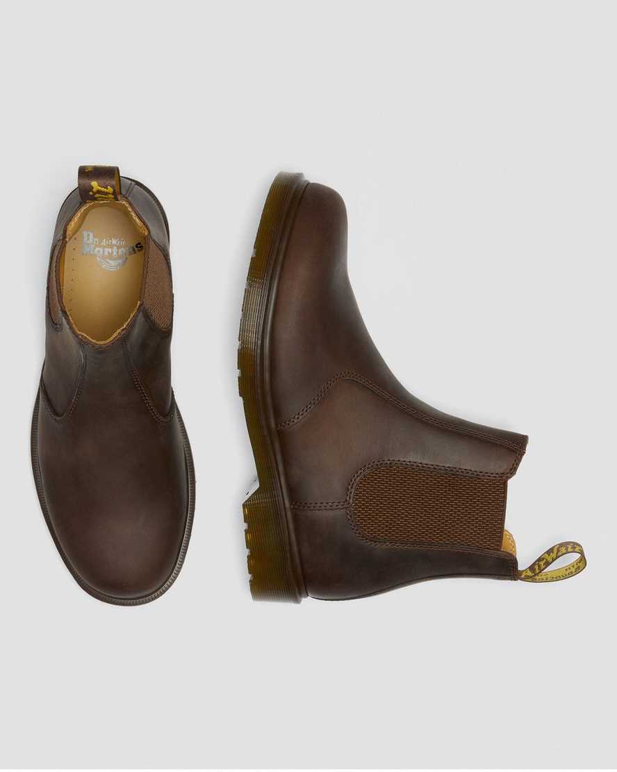 brune dr martens 2976 crazy horse herre chelsea støvler