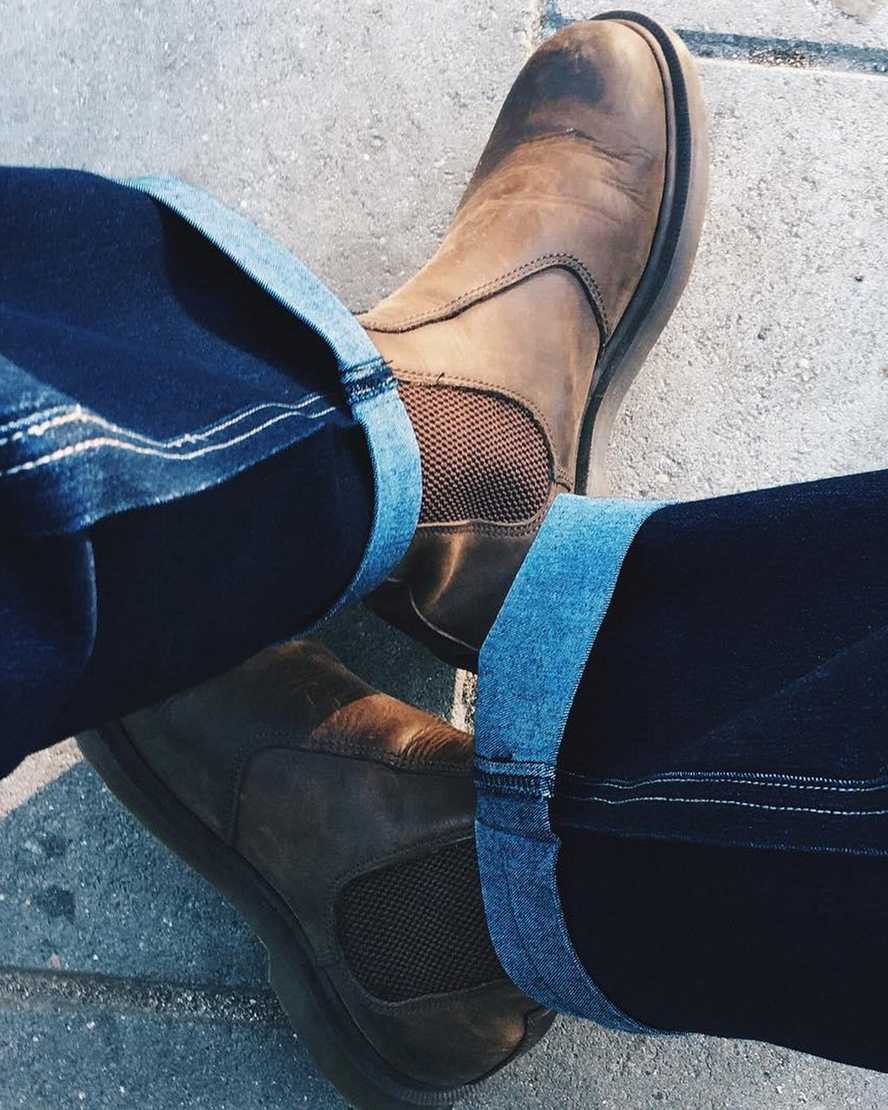 brune dr martens 2976 crazy horse herre chelsea støvler