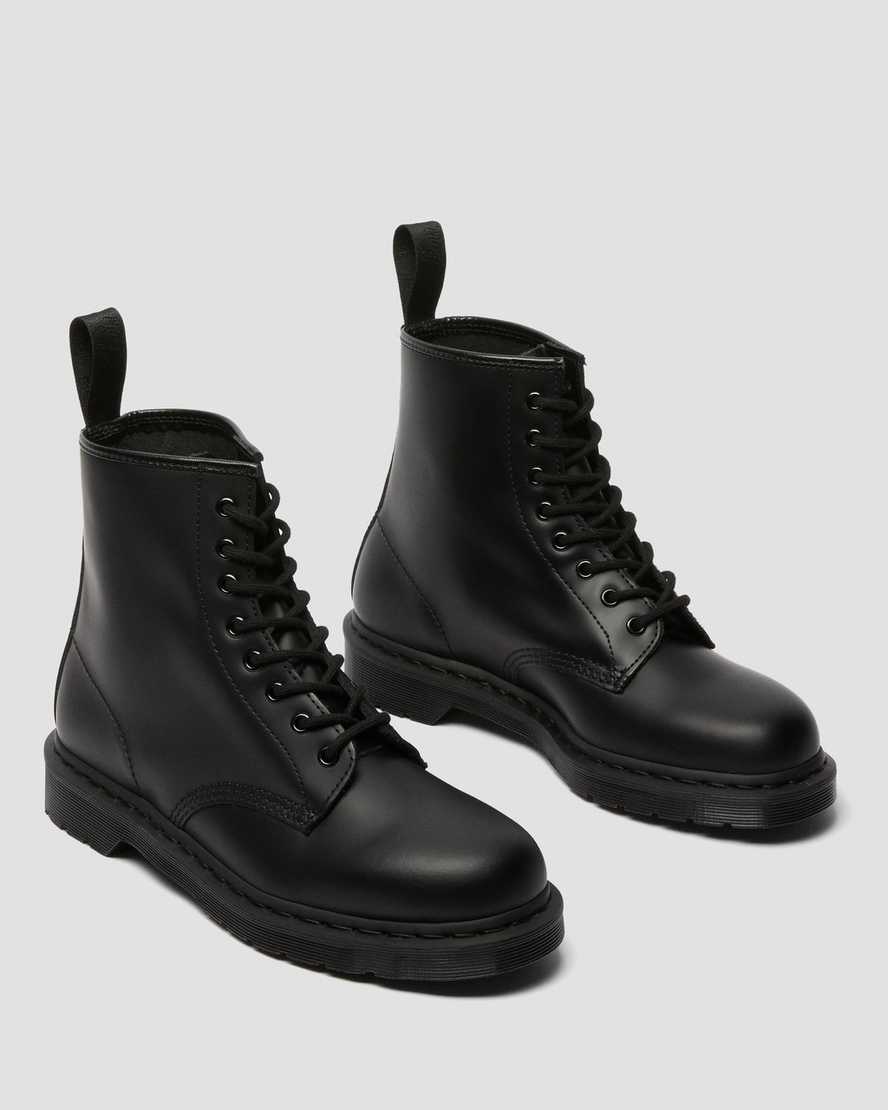 sorte dr martens 1460 mono smooth herrestøvler med snørebånd