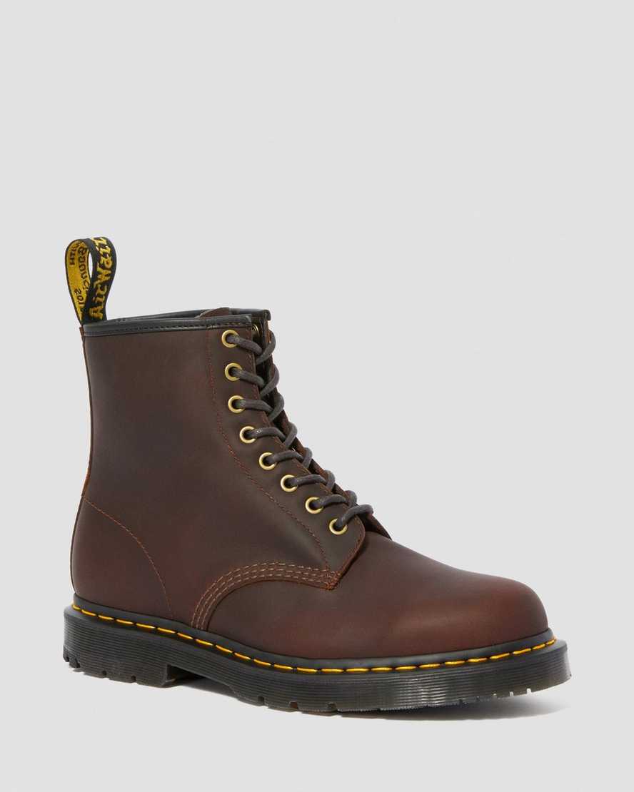 mørkebrune dr martens 1460 dms wintergrip herrestøvler med snørebånd