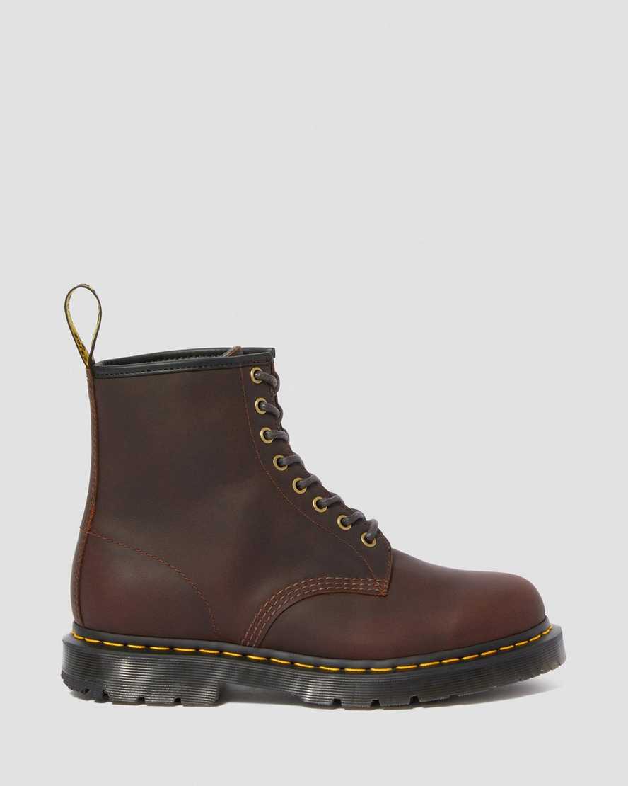 mørkebrune dr martens 1460 dms wintergrip herrestøvler med snørebånd