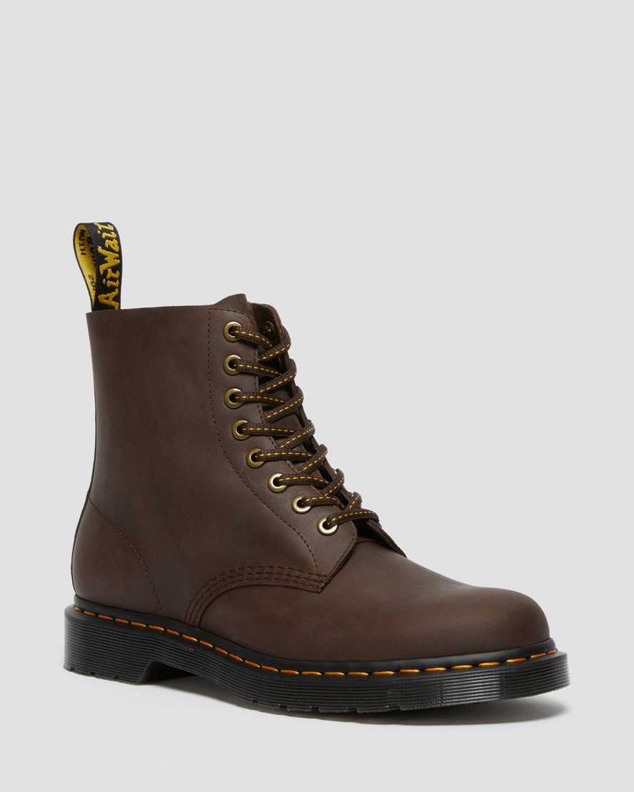 mørkebrune dr martens 1460 pascal herrestøvler med snørebånd