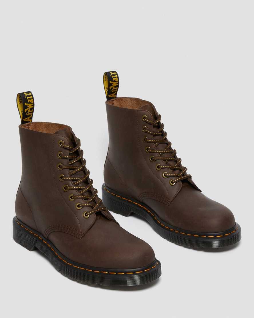 mørkebrune dr martens 1460 pascal herrestøvler med snørebånd