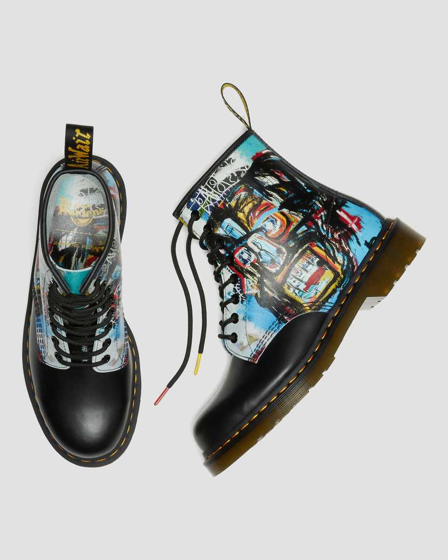 sorte dr martens 1460 basquiat herrestøvler med snørebånd