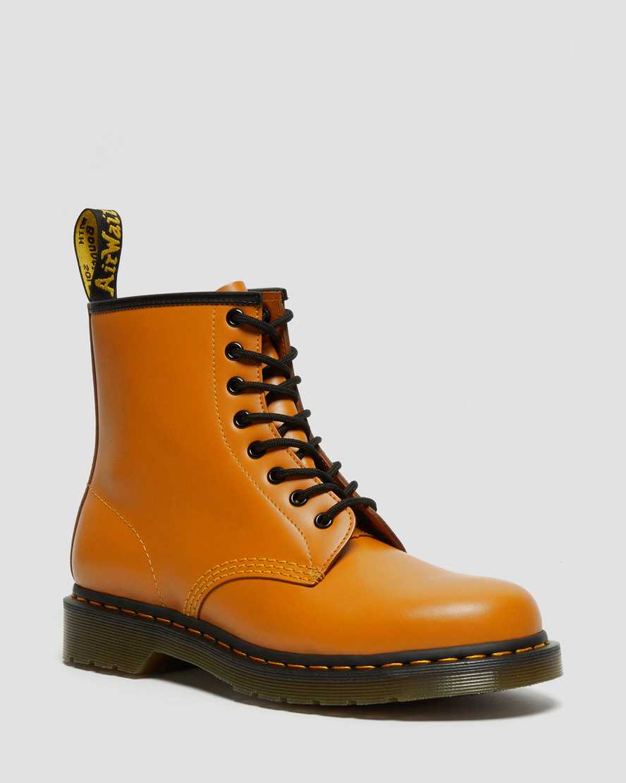 orange dr martens 1460 smooth herrestøvler med snørebånd