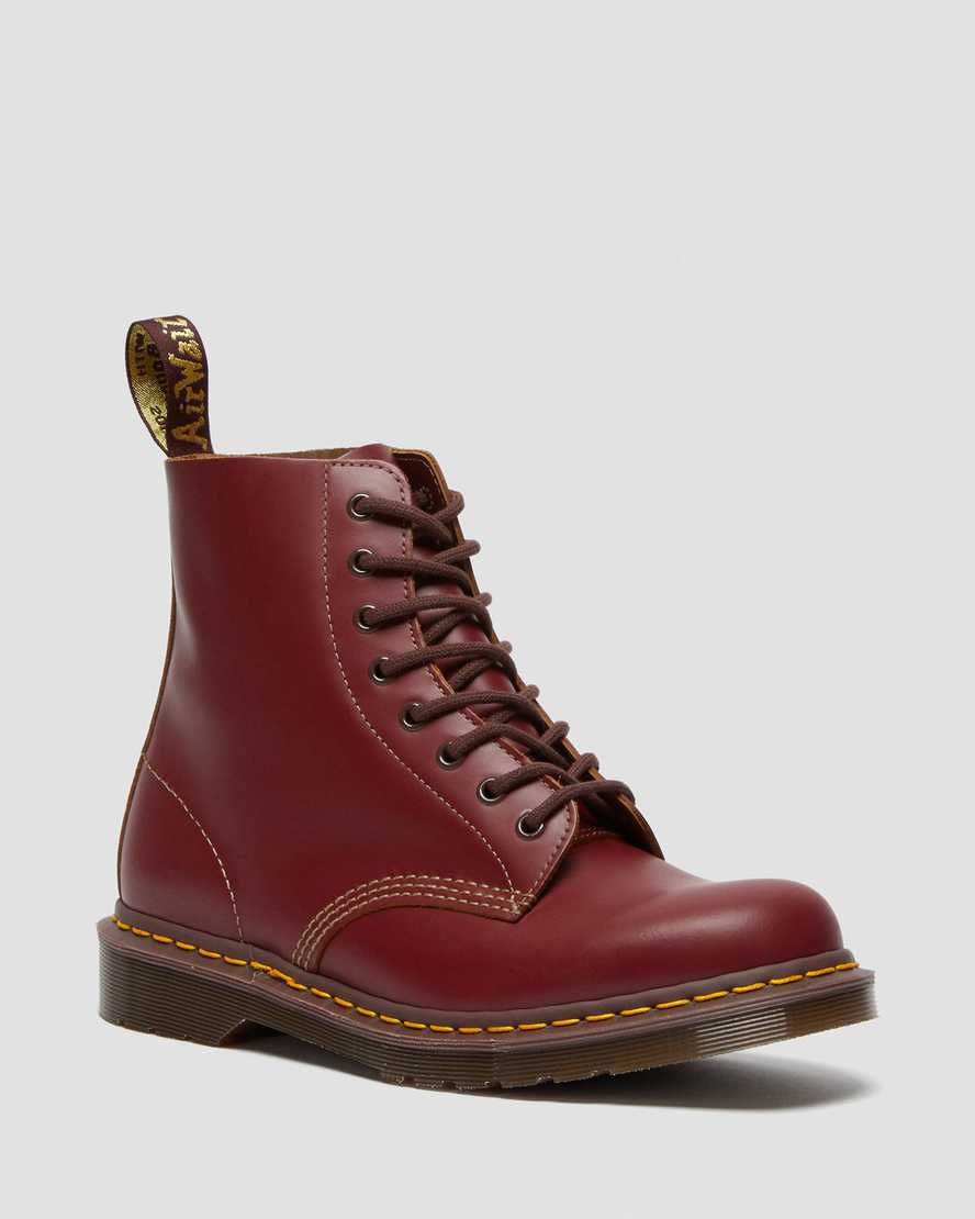røde dr martens 1460 vintage made in england herrestøvler med snørebånd