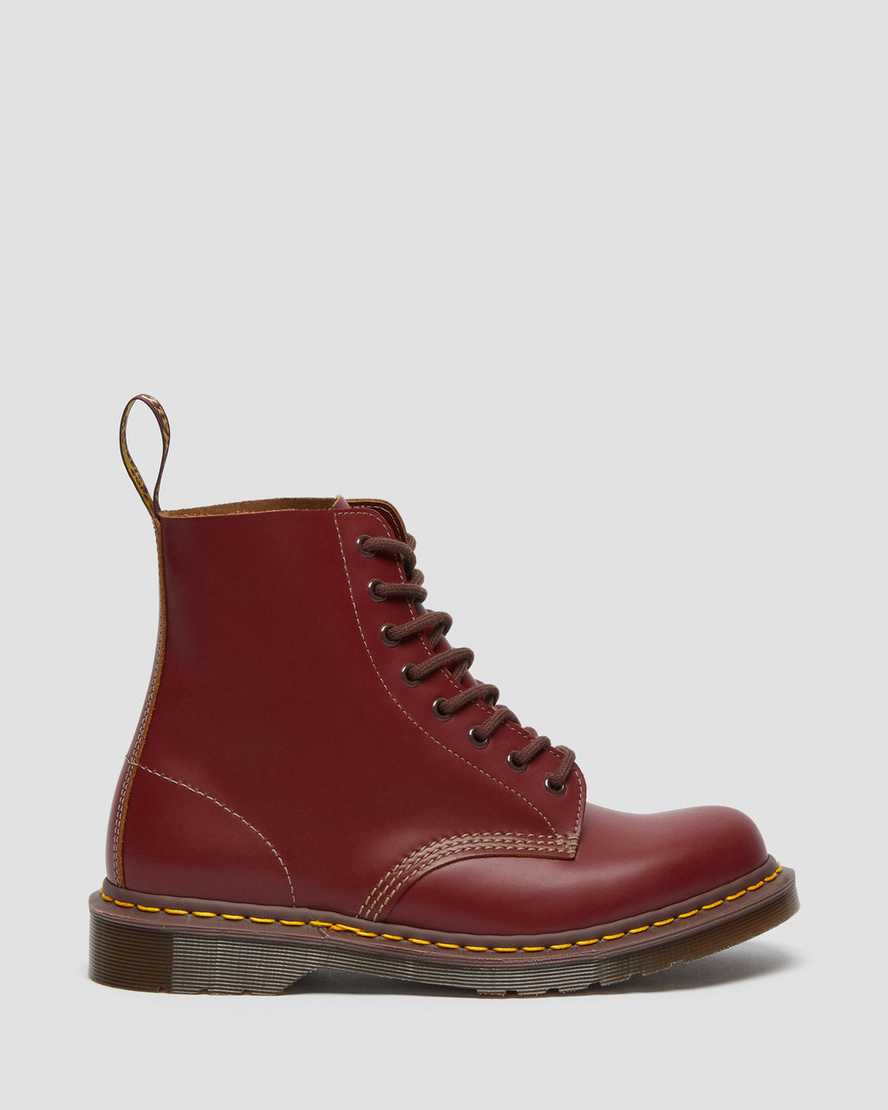 røde dr martens 1460 vintage made in england herrestøvler med snørebånd