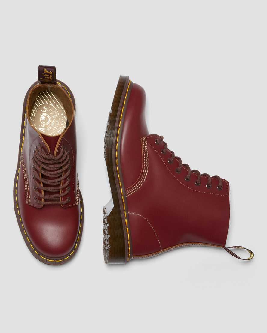 røde dr martens 1460 vintage made in england herrestøvler med snørebånd