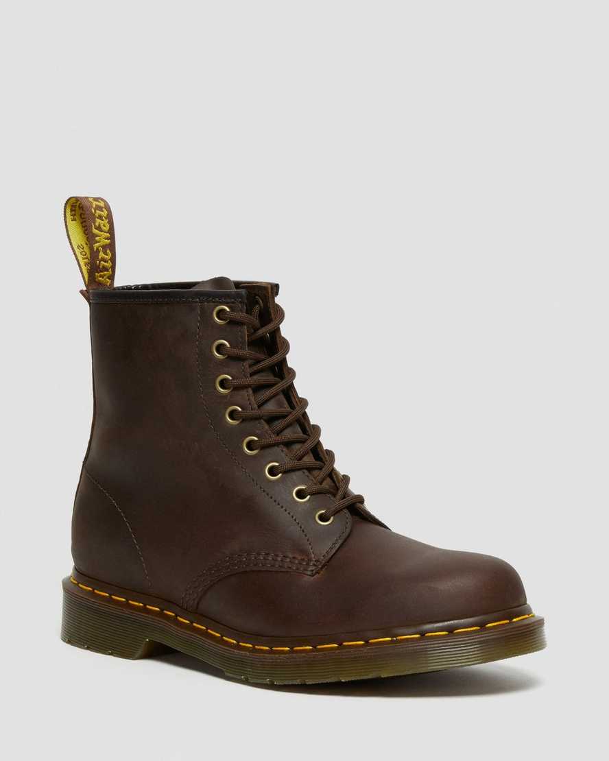 brune dr martens 1460 crazy horse herrestøvler med snørebånd