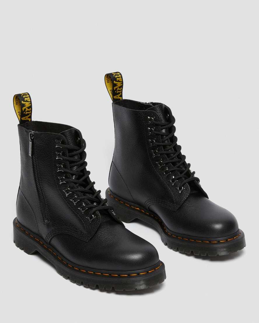 sorte dr martens 1460 pascal zip tumbled herrestøvler med snørebånd