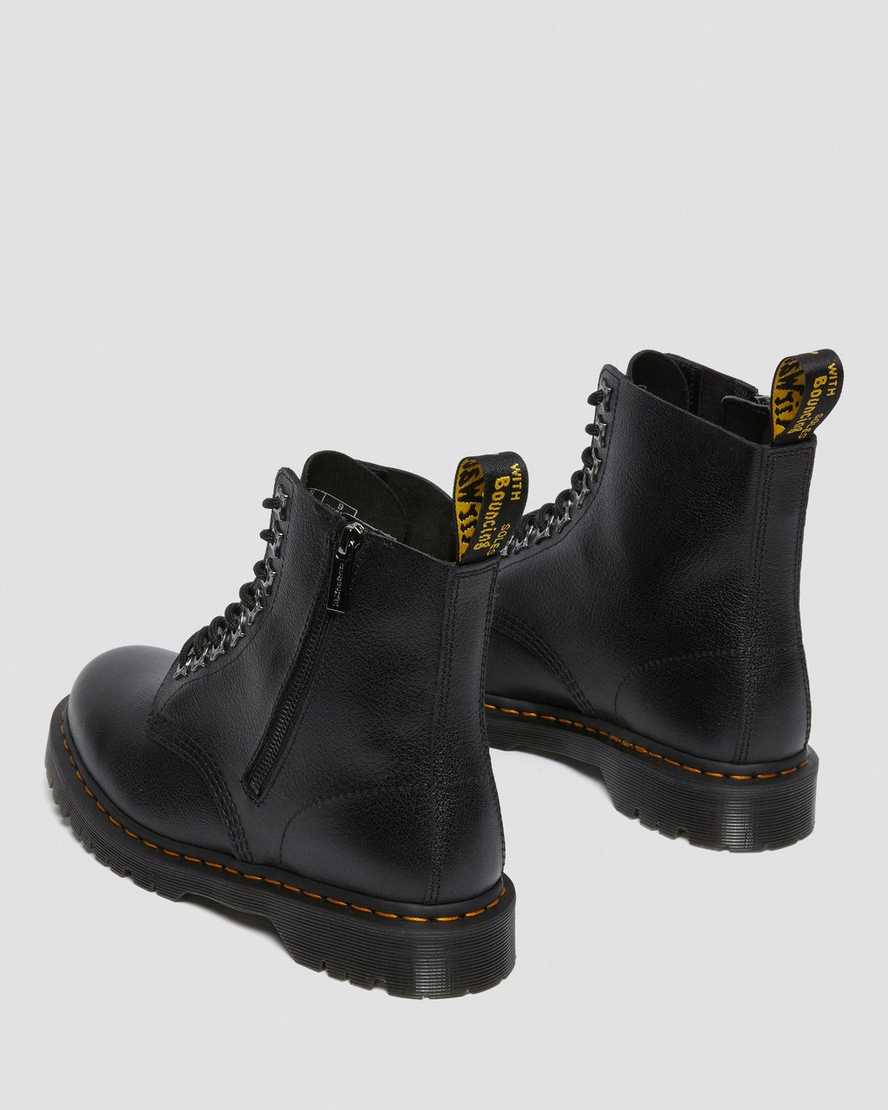 sorte dr martens 1460 pascal zip tumbled herrestøvler med snørebånd