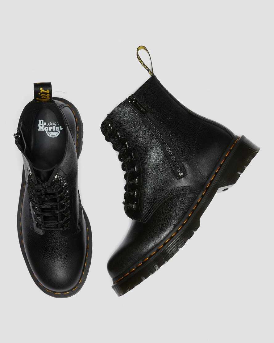 sorte dr martens 1460 pascal zip tumbled herrestøvler med snørebånd