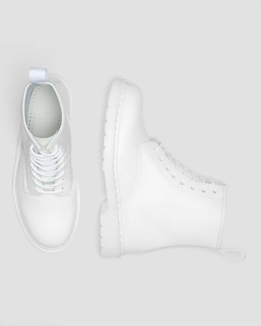 hvide dr martens 1460 mono smooth herrestøvler med snørebånd
